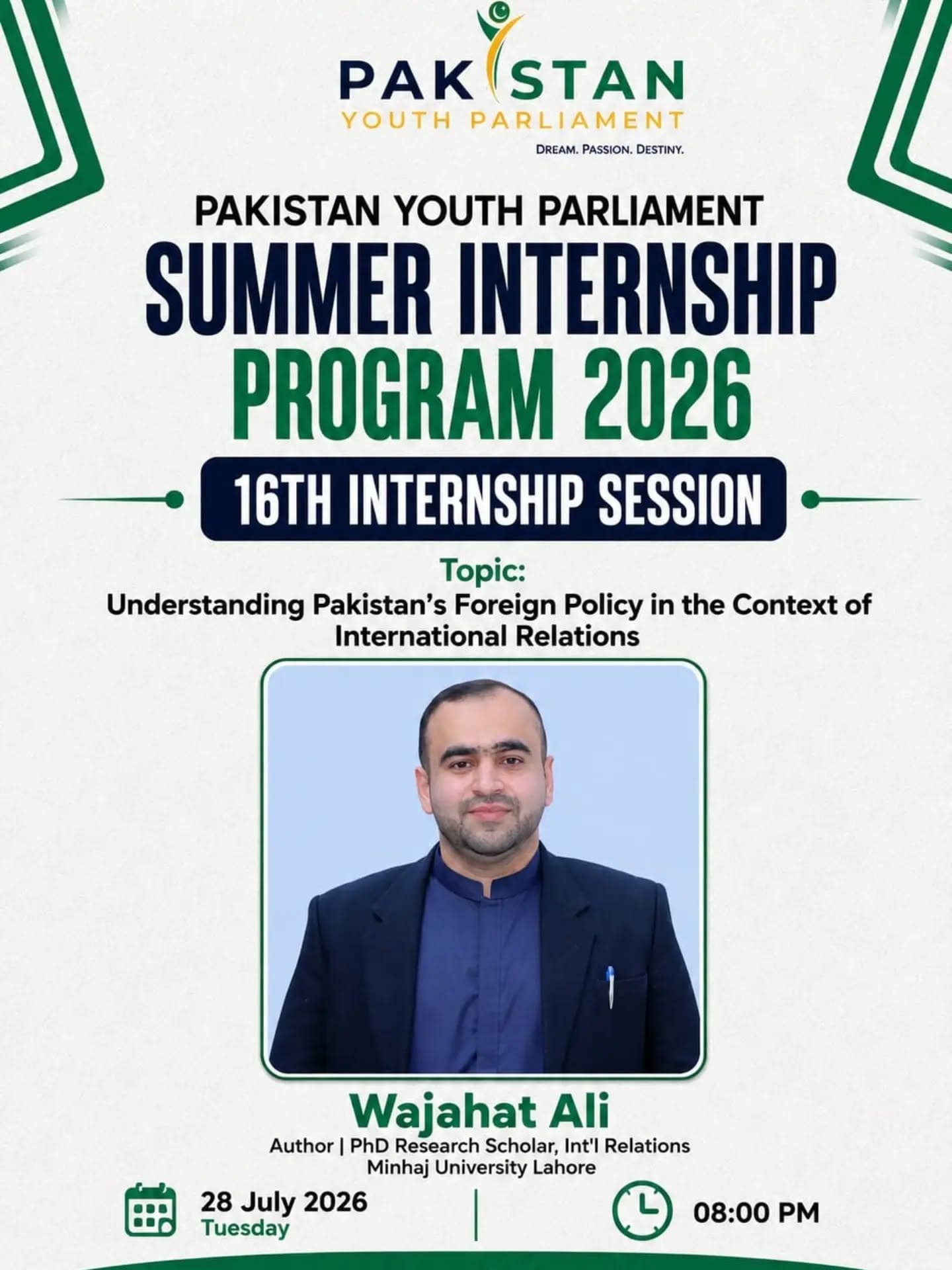 PYP Summer Internship 2026 Session on Pakistan’s Foreign Policy & International Relations